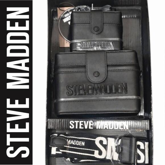 Steve Madden Black Mini Bag Multi-Piece Goft Set- Black
